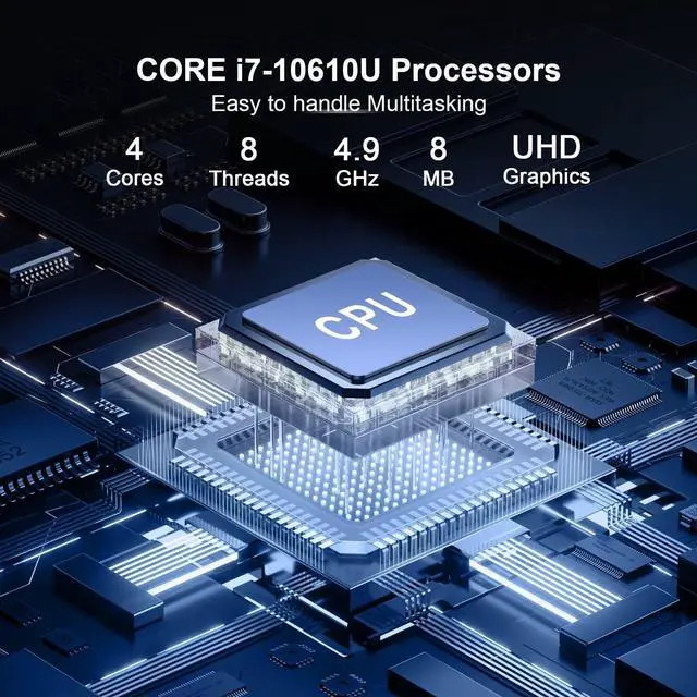 Alt view image 5 of 5 - WEIDIAN PC Industrial, Fanless Mini PC Win 11 Pro Core i7-10610U 8GB RAM 256GB SSD, Small Desktop Computers 6 x COM RS232/422/485, GPIO, 4K 3xDisplay(HD+DP+Type-C), 2Lan, 8USB, WiFi&BT Auto Power On
