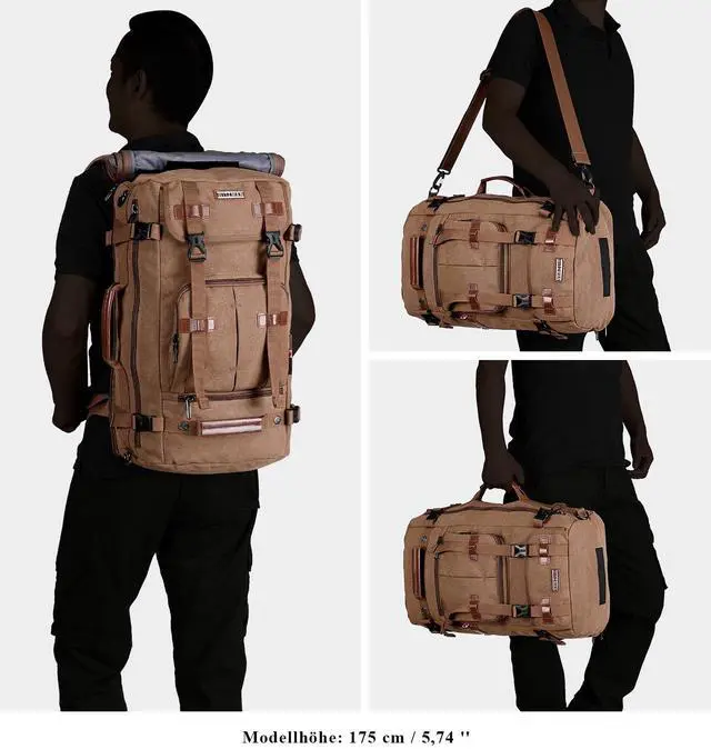 Alt view image 3 of 5 - WITZMAN Canvas Travel Backpack Large Laptop Bags Convertible Shoulder Rucksack Toiletry Bag for Men Large Capacity Hanging Dopp kit