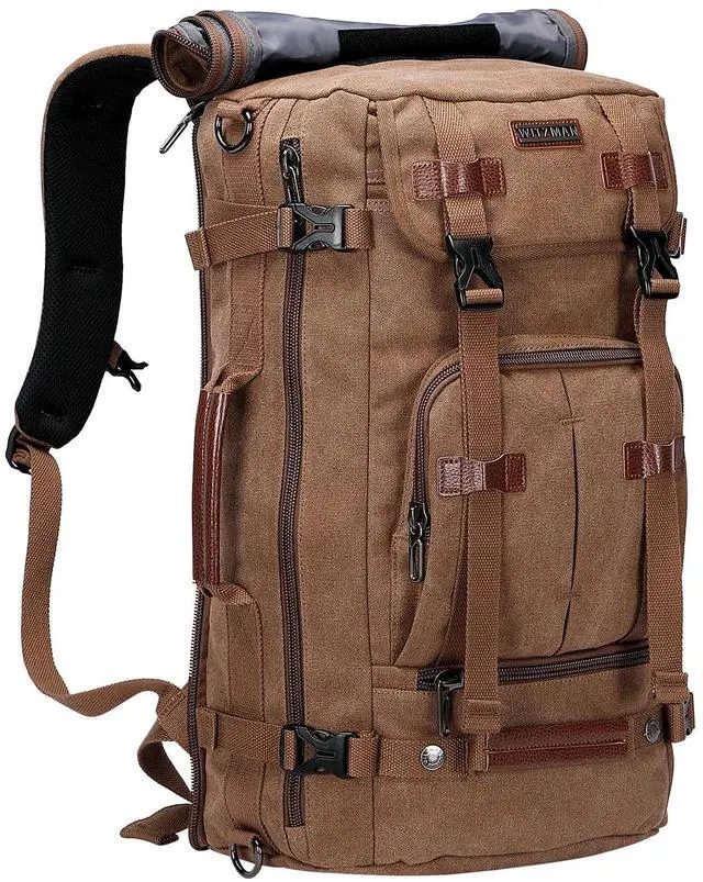 Alt view image 2 of 5 - WITZMAN Canvas Travel Backpack Large Laptop Bags Convertible Shoulder Rucksack Toiletry Bag for Men Large Capacity Hanging Dopp kit