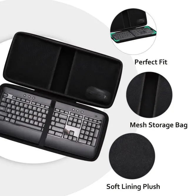 Alt view image 2 of 5 - XANAD Hard Case Compatible with Logitech MK540 Advanced Wireless Keyboard and Mouse Combo(Black)-Inside: 18.3"x8.1"x1.3"