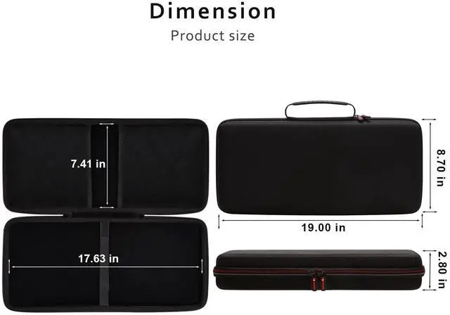 Alt view image 4 of 5 - XANAD Hard Case Compatible with Logitech MK540 Advanced Wireless Keyboard and Mouse Combo(Black)-Inside: 18.3"x8.1"x1.3"