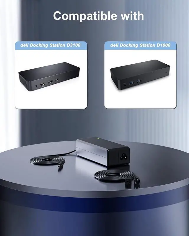 Alt view image 3 of 5 - FGIEU 65W Power Adapter Compatible with Dell Ultra HD/4K Triple Display Docking Station D3100 D1000 5M48M 452-BBPG 5RR7X Replacement for Docking Station Power Supply.
