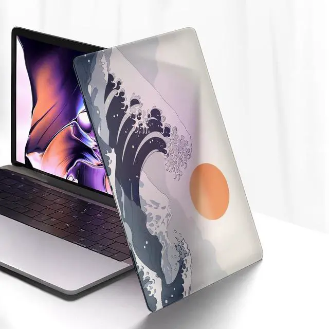 Alt view image 2 of 5 - Yicomon Compatible with MacBook Air 13 inch Case 2020 2021 M1 A2337 A2179 A1932, Plastic Hard Shell Case for Mac Air 13 with Touch ID (2018-2021) - Waves at Sunset Flying Eagle