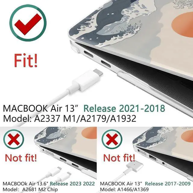 Alt view image 3 of 5 - Yicomon Compatible with MacBook Air 13 inch Case 2020 2021 M1 A2337 A2179 A1932, Plastic Hard Shell Case for Mac Air 13 with Touch ID (2018-2021) - Waves at Sunset Flying Eagle
