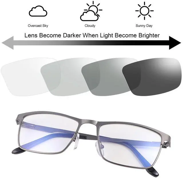 Alt view image 4 of 5 - YIMI Mens Blue Light Glasses Men Computer Gaming BlueLight Blocking Glasses Metal Anti Eyestrain Clear Lens Eye Protection (Photochromic/Dual Purpose)