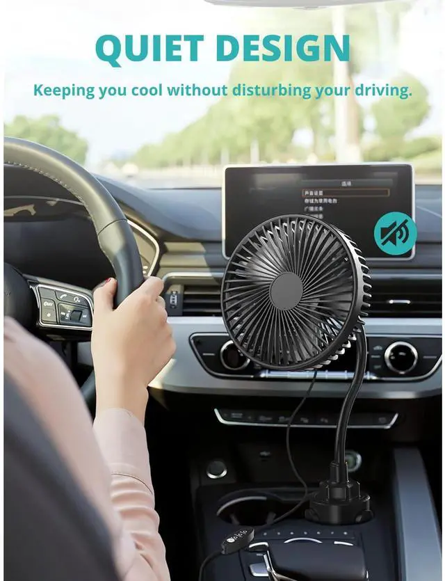 Alt view image 4 of 5 - Car Cooling Fan, Powerful Low Noise Car Fan with 3 Speeds, Gooseneck Design 360deg Rotation for flexible Adjustment, Portable USB Powered Fan for Car Trucks RVs Bus
