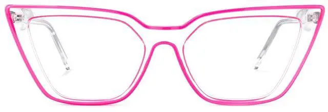 Main image of Zeelool Stylish Acetate Oversized Cat Eye Blue Light Blocking Glasses for Women Yosef WA609979-01 Bright-Pink