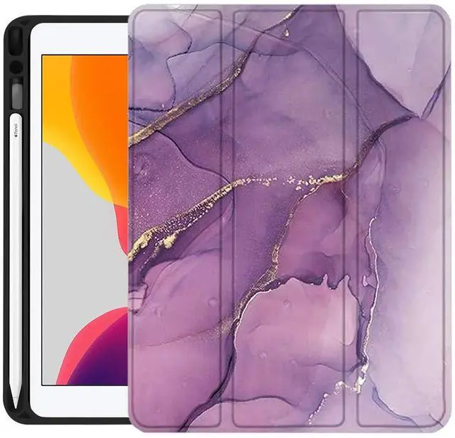 Alt view image 5 of 5 - SaharaCase Folio Case for Apple iPad 10.2" (8th Generation 2020) and (9th Generation 2021) [Shockproof Bumper] Rugged Protection Anti-Slip Grip Slim Fit Integrated Kickstand (Purple Marble)