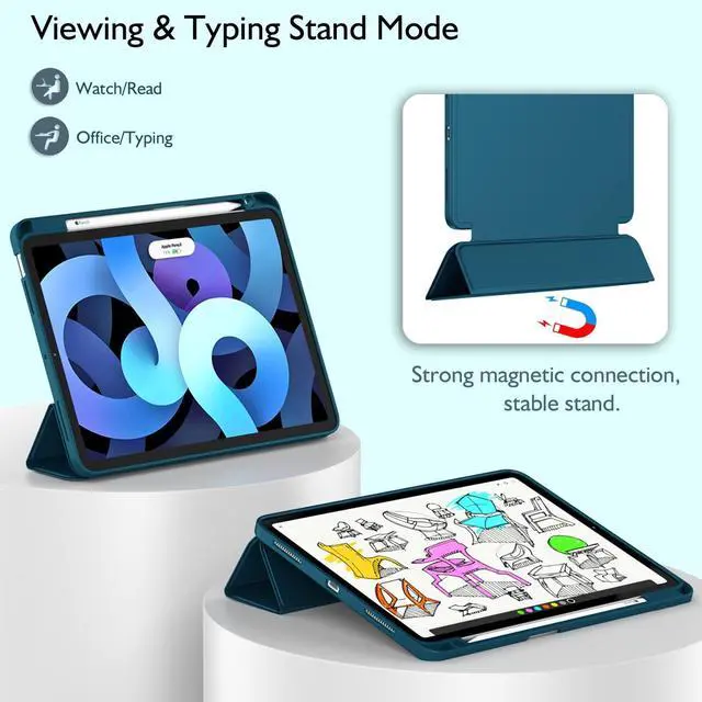 Alt view image 5 of 5 - ZryXal iPad Air 11 Inch Case M3 2025 / M2 2024, iPad Air Case 5th Generation/4th Generation 2022/2020 10.9 Inch [Support Touch ID and Auto Wake/Sleep](Teal)