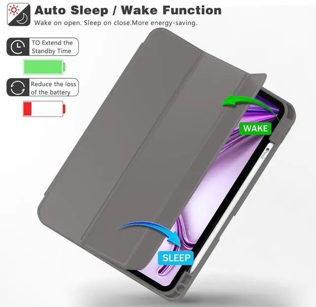 Alt view image 4 of 5 - ZryXal New iPad Air 13 Inch Case M3 2025/M2 2024 with Pencil Holder, Trifold Stand Smart Case with Soft TPU Back,Auto Wake/Sleep(Space Gray)