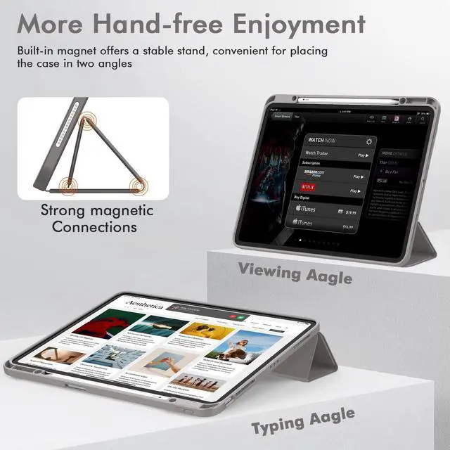 Alt view image 5 of 5 - ZryXal New iPad Air 13 Inch Case M3 2025/M2 2024 with Pencil Holder, Trifold Stand Smart Case with Soft TPU Back,Auto Wake/Sleep(Space Gray)