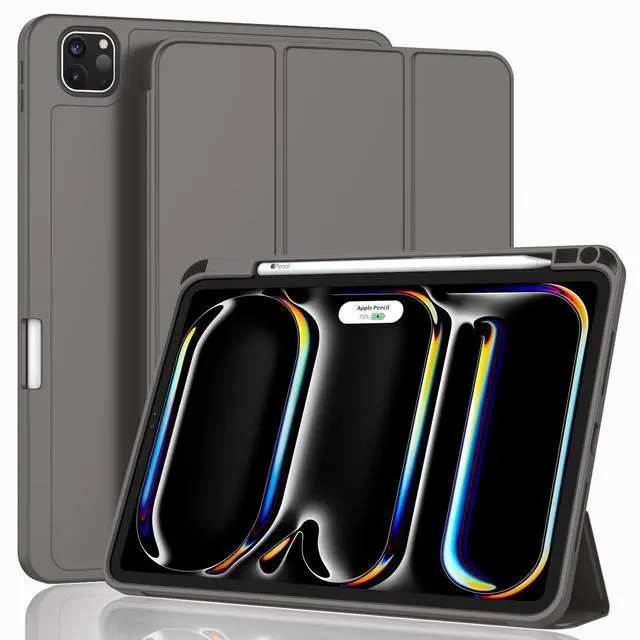 Main image of ZryXal 2024 iPad Pro 11 Inch Case M4 (5th Generation) with Pencil Holder, Smart iPad Case [Support Pencil Pro and Pencil (USB-C)], Support Touch ID and Auto Wake/Sleep (Space Gray)