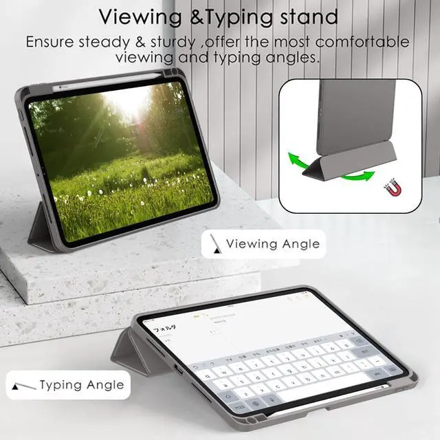 Alt view image 4 of 5 - ZryXal 2024 iPad Pro 11 Inch Case M4 (5th Generation) with Pencil Holder, Smart iPad Case [Support Pencil Pro and Pencil (USB-C)], Support Touch ID and Auto Wake/Sleep (Space Gray)