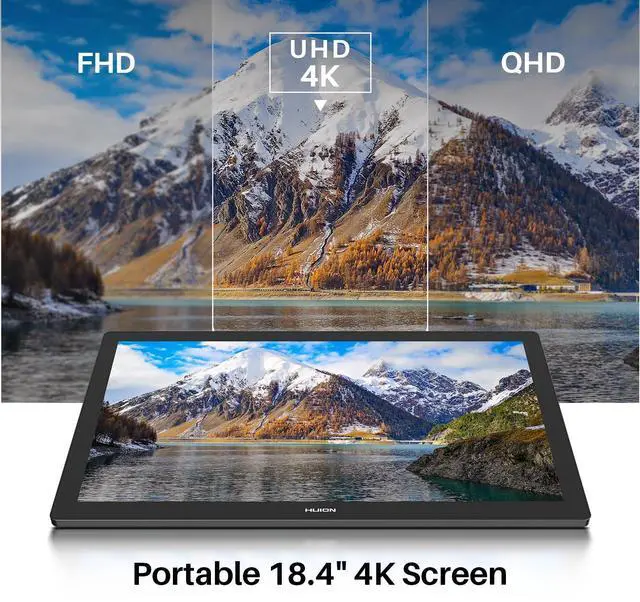 Alt view image 3 of 5 - HUION KAMVAS Pro 19 4K UHD Drawing Tablet with Touch Screen, 96% Adobe RGB Drawing Monitor with 1.07 Billion Colors, PenTech 4.0 Stylus PW600, 16384 Pen Pressure, Slim Pen, Keydial Mini, 18.4inch