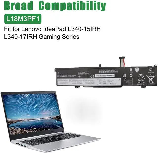 Alt view image 5 of 5 - JIAZIJIA L18M3PF1 5B10W67350 5B10T04975 Laptop Battery Replacement for Lenovo IdeaPad L340-15IRH L340-17IRH Gaming Series Notebook L18C3PF1 5B10T04976 5B10W67336 11.4V 45Wh 4000mAh