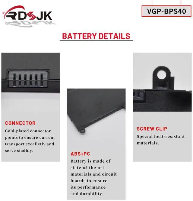 Alt view image 5 of 5 - VGP-BPS40 BPS40 Laptop Battery for Sony Vaio Flip 14A SVF14N SVF14NA1UL SVF14N11CXB SVF 15A SVF15N SVF15N17CXB SVF15NB1GL SVF15NB1GU SVF15NA1GL SVF15NA1GU SVF15N18PXB SVF15N28PXB SVF15N26CXB 15V 48Wh