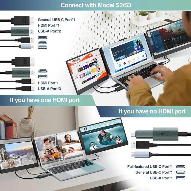 Alt view image 4 of 4 - Teamgee USB Data to Video Conversion Hub, HD Video Transfer Cable for Laptops with One Or No HDMI Port, Supports M1/M2/M3 MacBook Air/Pro and Windows-based Devices, Driver Installation Required