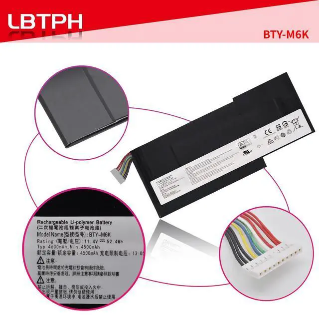 Alt view image 3 of 5 - LBTECH BTY-M6K Laptop Battery Replacement for MSI MS-16K3 MS-17B4 Stealth Pro GS63VR 7RG 7RG-005 7RG-036CN GF63 8RD 8RD-031TH 8RC 8RC-034CZ GF75 Thin 3RD 9SC Series 11.4V 52.4Wh 4600mAh