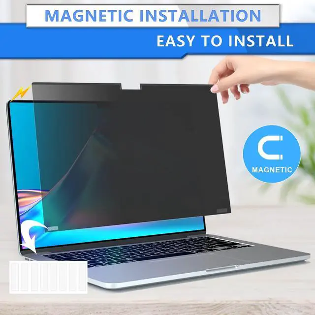 Alt view image 3 of 5 - ZOEGAA MacBook Pro 14 inch Privacy Screen,Magnetic Privacy Screen for Macbook Pro 14 inch 2021~2024 (M4/M3/M2/M1 Pro Max Chip),Removable Anti-Peeping,Anti Blue Light,Anti Glare Screen Protector