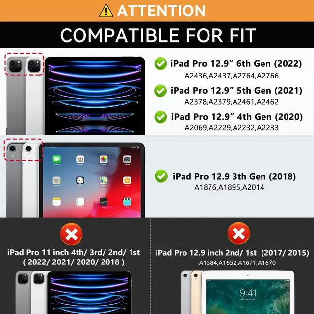 Alt view image 2 of 5 - Zonefoker Case for New iPad Pro 12.9 inch 6th/5th/4th/3rd Generation 2022/2021/2020/2018, 12.9'' ipad Pro Leather Folio Protective Cover 6/5/4/3 Gen with Pencil Holder, Auto Wake/Sleep, Marble Blue