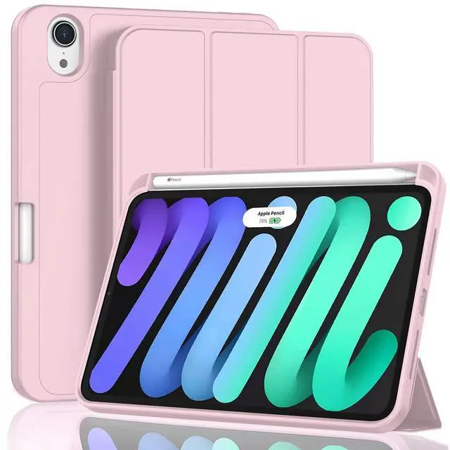 Main image of ZryXal for iPad Mini 7 Case A17 Pro 2024/iPad Mini 6 Case 2021 8.3 Inch with Pencil Holder, iPad Mini 7th/6th Generation Case with Soft TPU Back and Auto Sleep/Wake, Pink