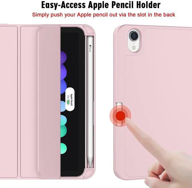 Alt view image 3 of 5 - ZryXal for iPad Mini 7 Case A17 Pro 2024/iPad Mini 6 Case 2021 8.3 Inch with Pencil Holder, iPad Mini 7th/6th Generation Case with Soft TPU Back and Auto Sleep/Wake, Pink