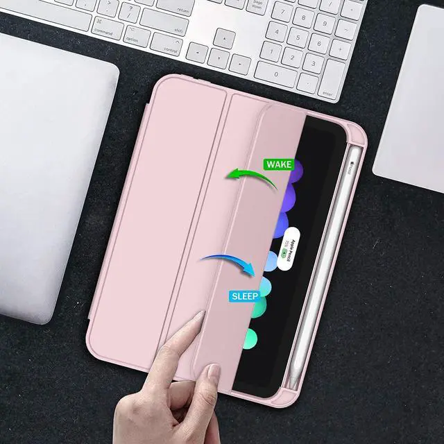 Alt view image 5 of 5 - ZryXal for iPad Mini 7 Case A17 Pro 2024/iPad Mini 6 Case 2021 8.3 Inch with Pencil Holder, iPad Mini 7th/6th Generation Case with Soft TPU Back and Auto Sleep/Wake, Pink