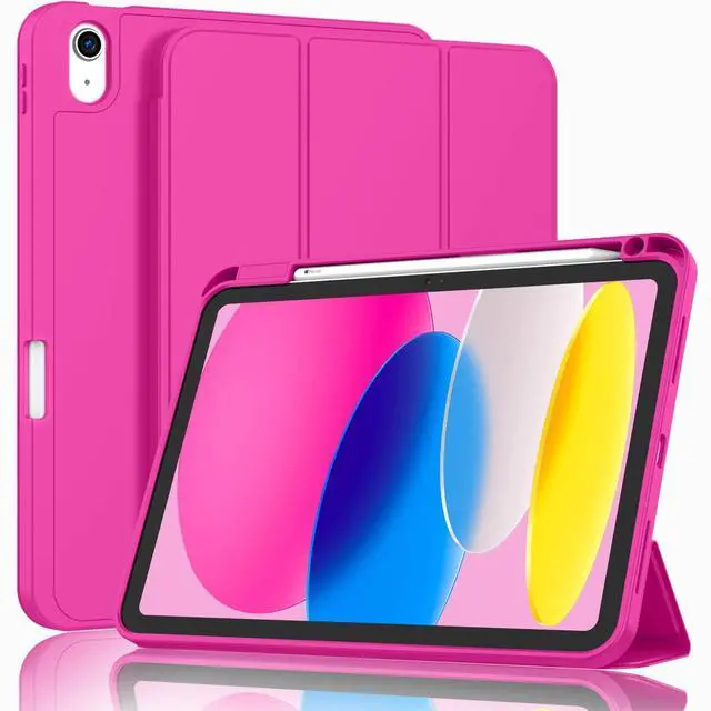 Main image of ZryXal iPad (A16) Case/iPad 10th Generation Case [11-Inch 2025/10.9 Inch 2022] with Pencil Holder, Smart Cover with Soft TPU Back [Support Auto Wake/Sleep] (Rose Red)