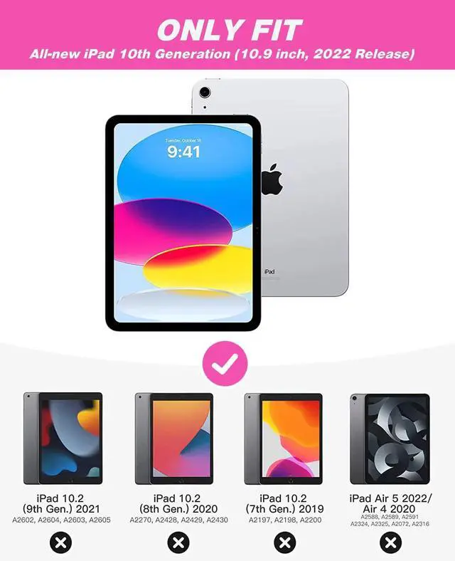 Alt view image 2 of 5 - ZryXal iPad (A16) Case/iPad 10th Generation Case [11-Inch 2025/10.9 Inch 2022] with Pencil Holder, Smart Cover with Soft TPU Back [Support Auto Wake/Sleep] (Rose Red)