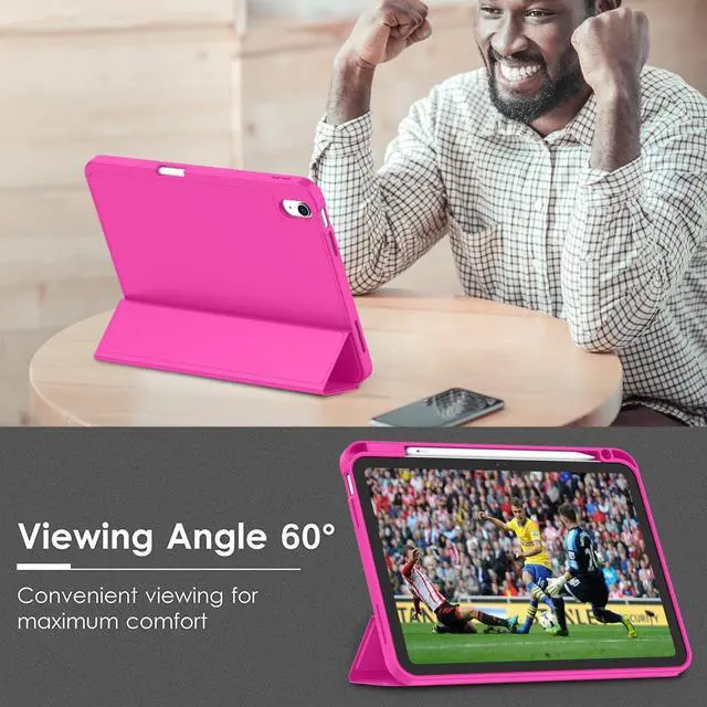 Alt view image 5 of 5 - ZryXal iPad (A16) Case/iPad 10th Generation Case [11-Inch 2025/10.9 Inch 2022] with Pencil Holder, Smart Cover with Soft TPU Back [Support Auto Wake/Sleep] (Rose Red)