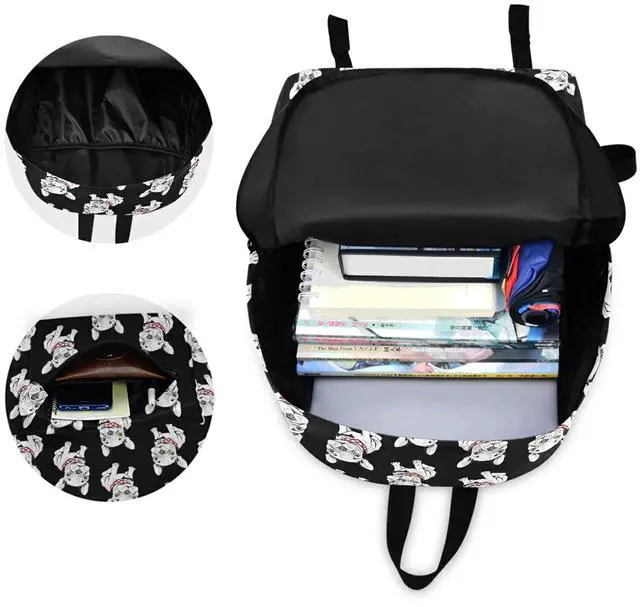 Alt view image 3 of 5 - ZzWwR Cute Cartoon French Bulldogs Polyester Computer Backpack Large Daypack for Business Sport Travel School Bookbags