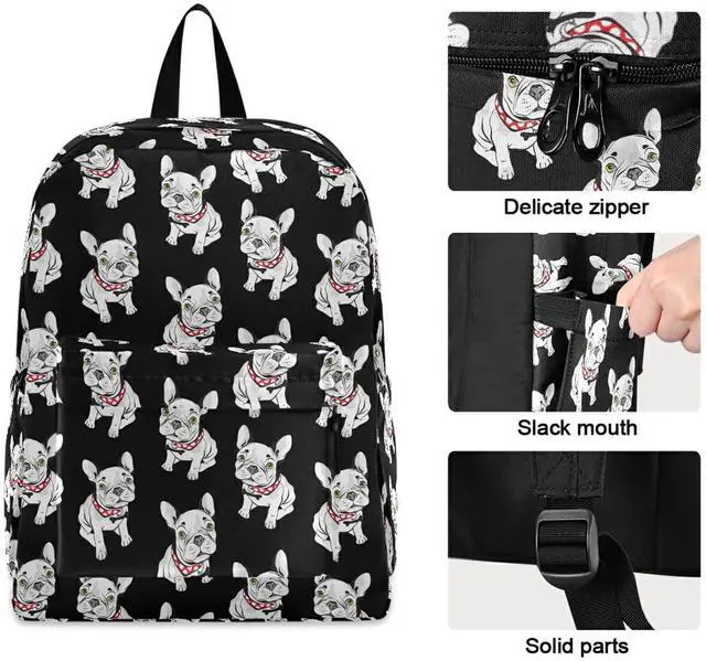 Alt view image 2 of 5 - ZzWwR Cute Cartoon French Bulldogs Polyester Computer Backpack Large Daypack for Business Sport Travel School Bookbags