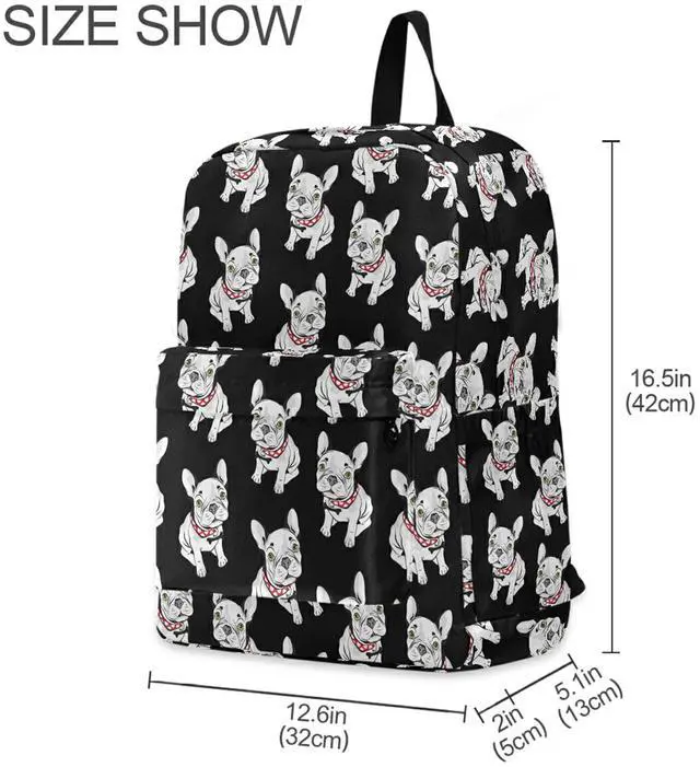 Alt view image 4 of 5 - ZzWwR Cute Cartoon French Bulldogs Polyester Computer Backpack Large Daypack for Business Sport Travel School Bookbags