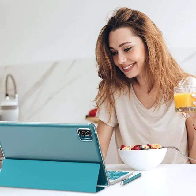 Alt view image 2 of 5 - 10 inch Tablet Android 14 Tablets PC Set 2 in 1 Tablet with Keyboard Case Mouse Stylus 8GB RAM+64GB ROM 1TB Expansion Tableta Computer 10.1" IPS Screen 2MP+8MP Dual Camera 6000 mAh battery WiFi BT Tab