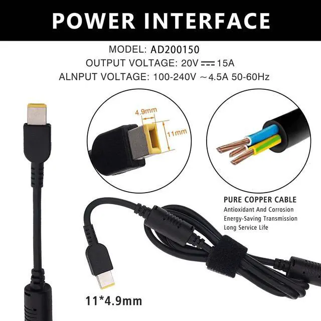 Alt view image 3 of 5 - 300W Laptop Charger for Lenovo Legion 7 7i 5i 5Pro Laptop,AC Adapter Compatibility Lenovo Legion R7000P R9000P R9000K Y9000K Y9000X Gaming Laptop 300 Watt Slim Tip Power Supply Cord ADL300SLC3A