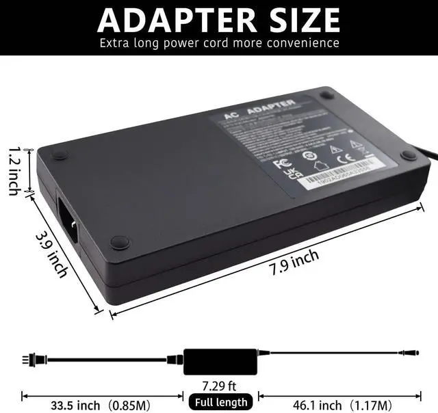 Alt view image 4 of 5 - 300W Laptop Charger for Lenovo Legion 7 7i 5i 5Pro Laptop,AC Adapter Compatibility Lenovo Legion R7000P R9000P R9000K Y9000K Y9000X Gaming Laptop 300 Watt Slim Tip Power Supply Cord ADL300SLC3A