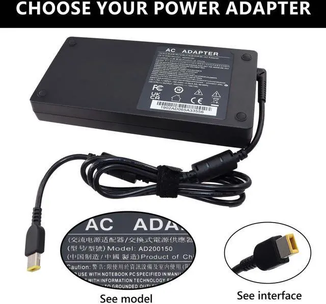 Alt view image 5 of 5 - 300W Laptop Charger for Lenovo Legion 7 7i 5i 5Pro Laptop,AC Adapter Compatibility Lenovo Legion R7000P R9000P R9000K Y9000K Y9000X Gaming Laptop 300 Watt Slim Tip Power Supply Cord ADL300SLC3A