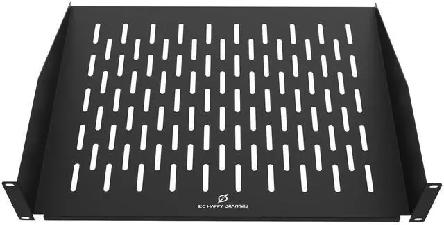 Alt view image 4 of 5 - ZC HAPPY ORANGES 2U Server Rack Shelf 19-Inch Universal Vented Rack Mount Cantilever Server Cabinet Shelf Duty Steel - Weight Capacity 50lb/23kg 14" Deep,Black (2U 14 inch Deep)