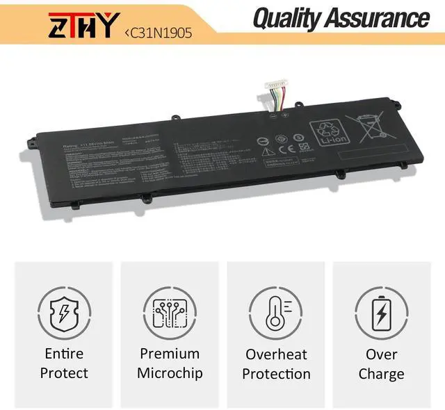 Alt view image 5 of 5 - 50Wh C31N1905 Battery Replacement for Asus VivoBook S13 S14 S15 S333 M433 S433 D533 K533 M533 S333EA S333JA S333JQ M433IA S433EA S433FA D533UA M533IA S533FA S533FL X321JA X521EA X521FL S521FA V533F
