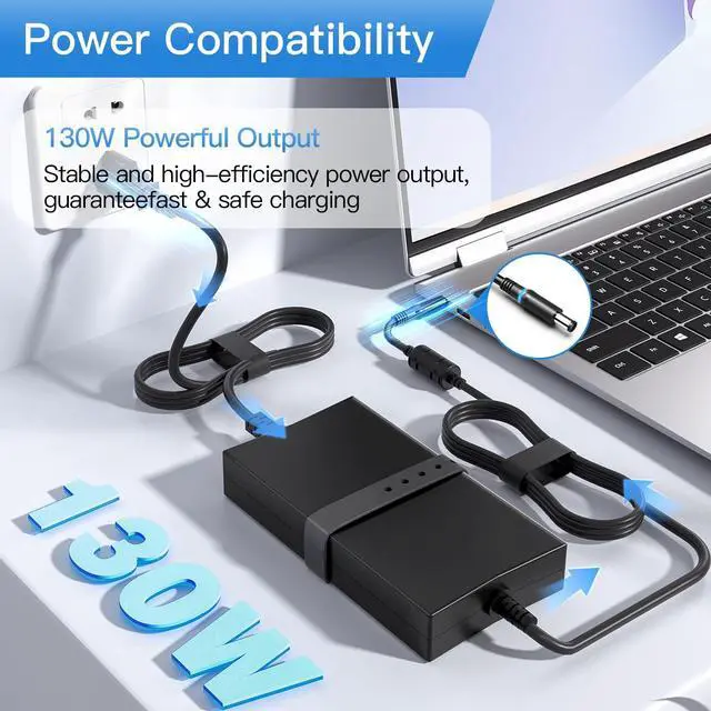 Alt view image 5 of 5 - 130W AC Charger Fit for Dell XPS 15 L502X L501X 17 L702X 15 7000 7559 Dell G3 G5 PA-4E LA130PM121 DA130PE1-00 JU012 CM161 Laptop Power Supply Adapter Cord