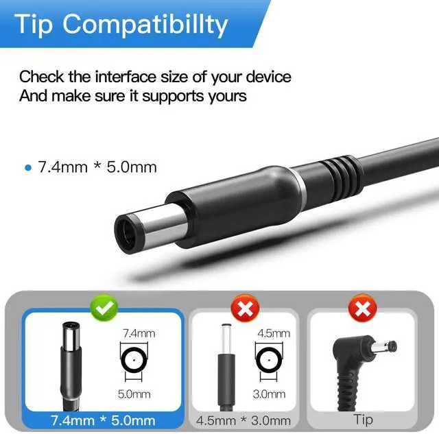Alt view image 4 of 5 - 130W AC Charger Fit for Dell XPS 15 L502X L501X 17 L702X 15 7000 7559 Dell G3 G5 PA-4E LA130PM121 DA130PE1-00 JU012 CM161 Laptop Power Supply Adapter Cord
