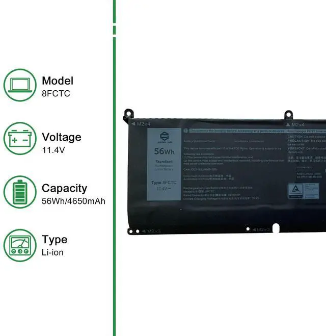 Alt view image 2 of 5 - JIAZIJIA 8FCTC Laptop Battery Replacement for Dell G15 5510 5511 5515 5520 5521 5525 G7 7500 Precision 5550 5560 Inspiron 7510 7610 Series Notebook 0DVG8M DVG8M 0P8P1P P8P1P Black 11.4V 56Wh 4650mAh
