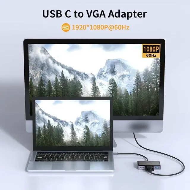 Alt view image 4 of 5 - USB C to HDMI VGA Adapter, 7 in 1 USB C Hub MultiPort Adapter with 4K HDMI/VGA, 100W PD, USB-A 3.0, Audio/Mic, SD/TF for Dell/HP/Lenovo/MacBook Pro Laptop