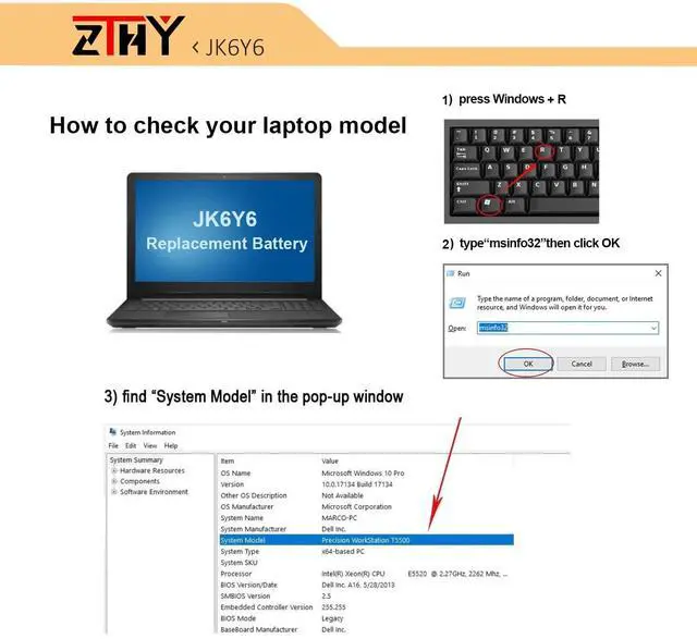 Alt view image 2 of 5 - JK6Y6 40Wh Battery Replacement for Dell Latitude 3410 3510 3120 3140 Vostro 5300 5401 5501 Inspiron 5300 5401 5408 5402 5509 5409 5508 5400 5406 7405 7300 7306 7500 2-in-1 Silver P32T P33T P97F P121G
