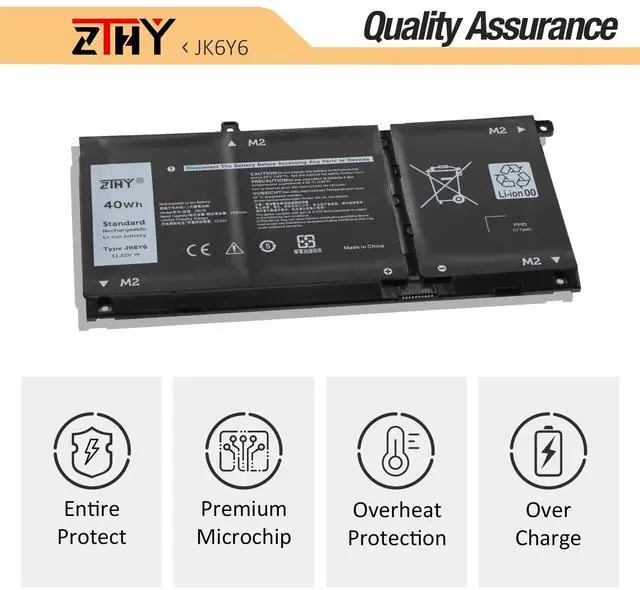 Alt view image 5 of 5 - JK6Y6 40Wh Battery Replacement for Dell Latitude 3410 3510 3120 3140 Vostro 5300 5401 5501 Inspiron 5300 5401 5408 5402 5509 5409 5508 5400 5406 7405 7300 7306 7500 2-in-1 Silver P32T P33T P97F P121G