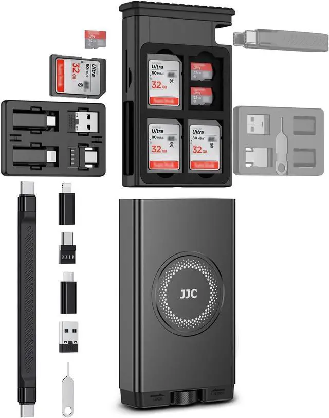 Main image of Versatile SD/TF Card Reader with Cable Card SD/TF Holder, First Aid Kit Case for Travel or Outdoor, Multi Charging with USB-C 3.1 Cable with USB-A & Light & Micro USB and OTG Adapter Convertor Kit
