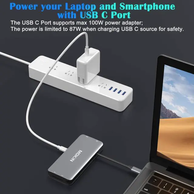 Alt view image 5 of 5 - USB C Hub Multiport Adapter-10 in 1 Portable Dongle with 4K HDMI, VGA, Ethernet, 3 USB Ports, Audio, PD Charger, SD/Micro SD Card Reader Compatible for MacBook Pro, XPS More Type C Devices.