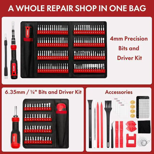 Alt view image 2 of 5 - XOOL 200 in 1 Precision Screwdriver Set, Electronics Repair Tool Magnetic Driver Kit with 164 Bits for Phone, MacBook, Computer, Laptop, PC, Tablet, PS4, Xbox, Nintendo, Game Console