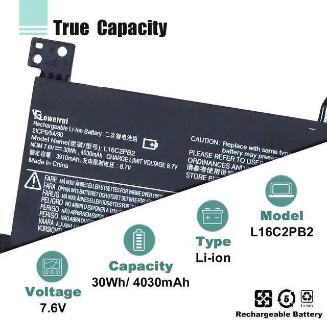 Alt view image 2 of 5 - BOWEIRUI L16C2PB2 L16M2PB1 Laptop Battery Replacement for Lenovo IdeaPad 330 Battery 330-15IKB 320-15IKB 320-15AST 320-17IKB S145-15AST 320-15ABR 320-14AST Series L16L2PB2 L16L2PB1 L16S2PB1 L16C2PB1
