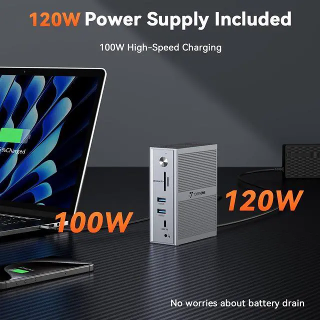 Alt view image 5 of 5 - TobenONE DisplayLink Docking Station 3 Monitors, 14-in-1 USB C Triple Monitor Docking Station for M1 M2 M3 M4 MacBook/Mac mini, Windows, Chrome (3HDMI, 120W Power Supply, 5 USB, Ethernet, SD/Micro SD